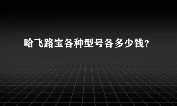 哈飞路宝各种型号各多少钱？