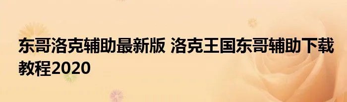 东哥洛克辅助最新版 洛克王国东哥辅助下载教程2020
