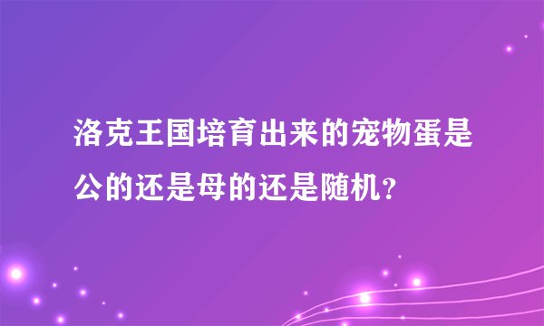 洛克王国培育出来的宠物蛋是公的还是母的还是随机？