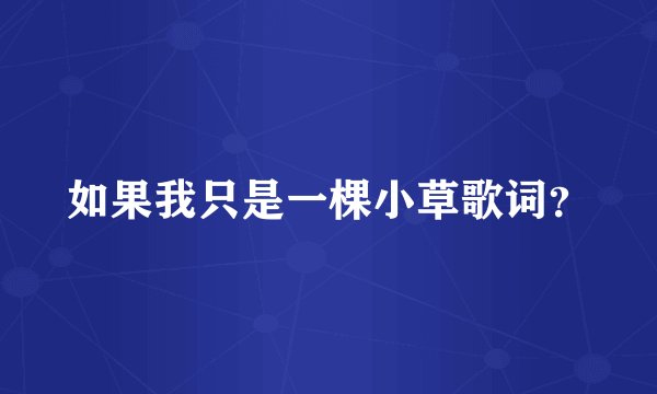 如果我只是一棵小草歌词？
