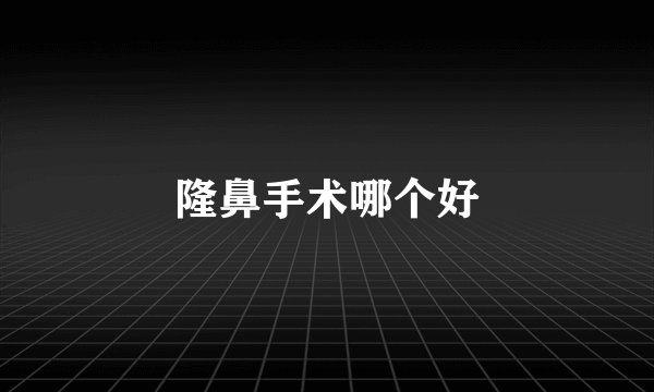 隆鼻手术哪个好