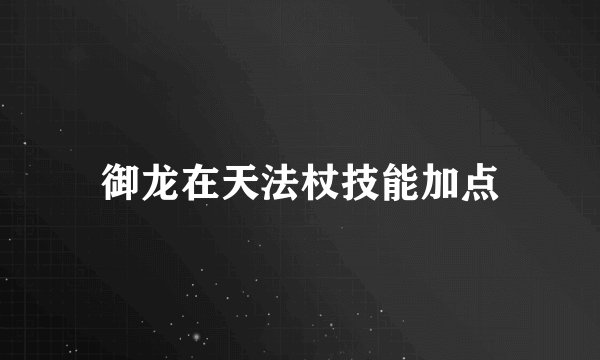 御龙在天法杖技能加点