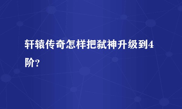 轩辕传奇怎样把弑神升级到4阶？