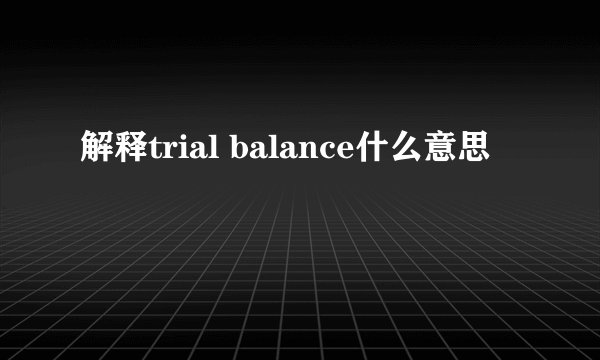 解释trial balance什么意思