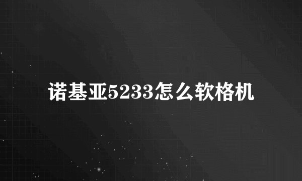 诺基亚5233怎么软格机