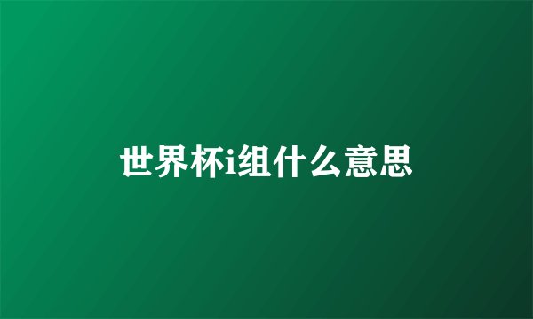 世界杯i组什么意思