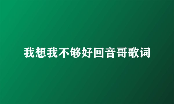 我想我不够好回音哥歌词