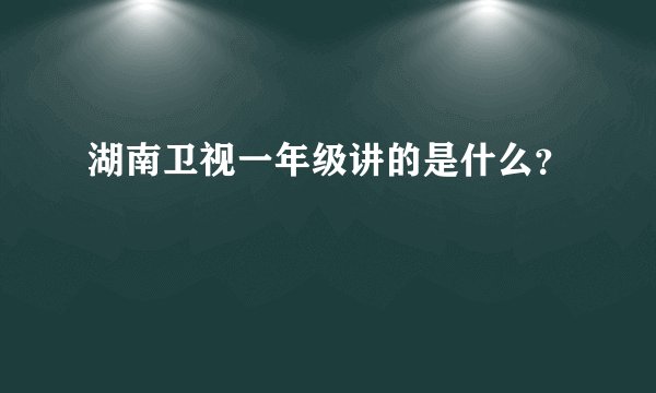 湖南卫视一年级讲的是什么？