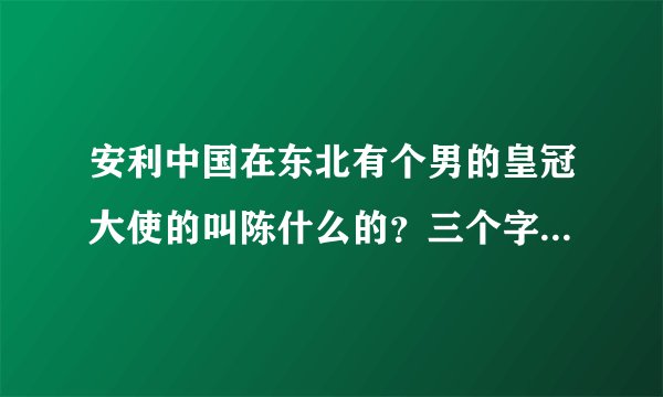 安利中国在东北有个男的皇冠大使的叫陈什么的？三个字，谁知道？