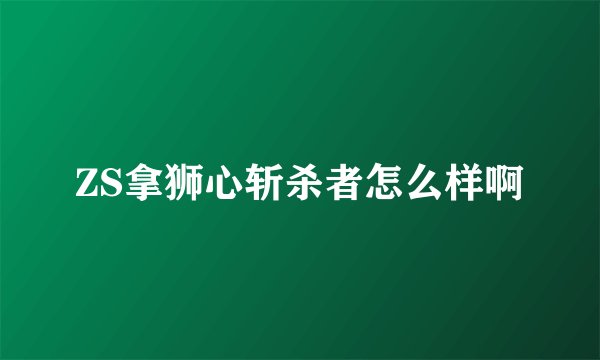 ZS拿狮心斩杀者怎么样啊