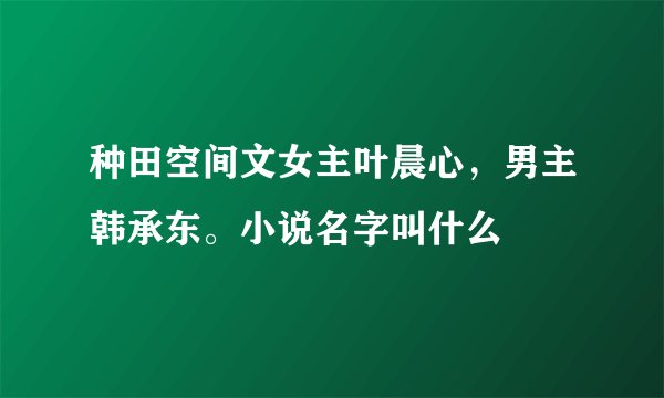 种田空间文女主叶晨心，男主韩承东。小说名字叫什么