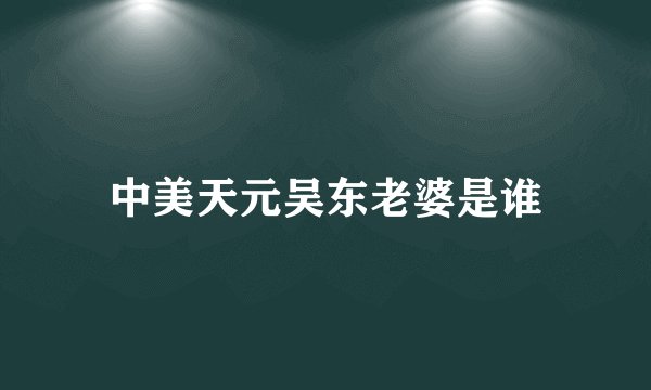 中美天元吴东老婆是谁