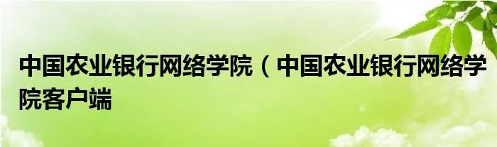 中国农业银行网络学院（中国农业银行网络学院客户端