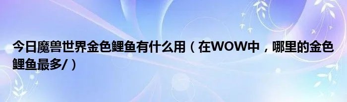 今日魔兽世界金色鲤鱼有什么用（在WOW中，哪里的金色鲤鱼最多/）
