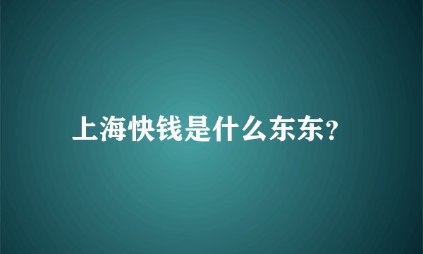 上海快钱是什么东东？