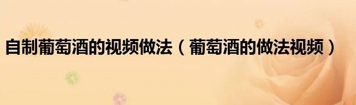 自制葡萄酒的视频做法（葡萄酒的做法视频）