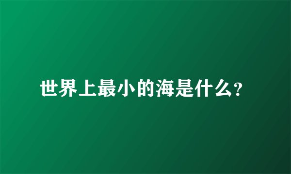 世界上最小的海是什么？