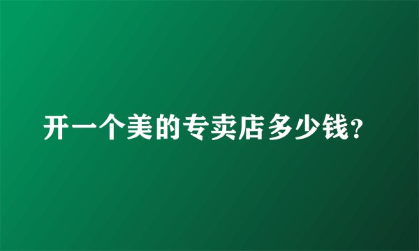 开一个美的专卖店多少钱？