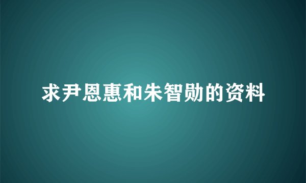 求尹恩惠和朱智勋的资料