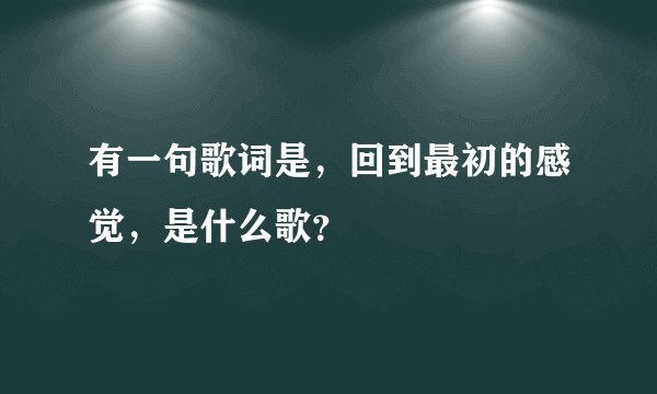 有一句歌词是,回到最初的感觉,是什么歌?