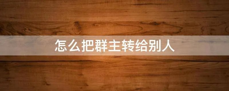 怎么把群主转给别人