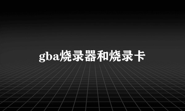 gba烧录器和烧录卡
