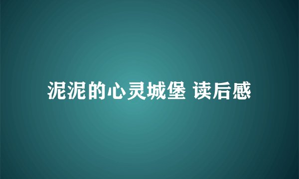 泥泥的心灵城堡 读后感