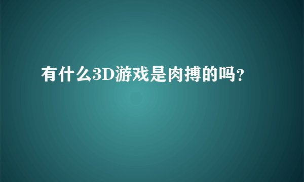 有什么3D游戏是肉搏的吗？
