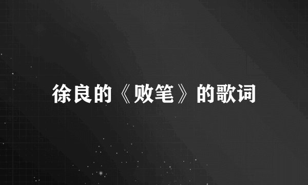 徐良的《败笔》的歌词