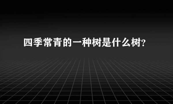四季常青的一种树是什么树?