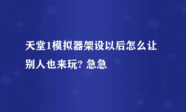 天堂1模拟器架设以后怎么让别人也来玩? 急急