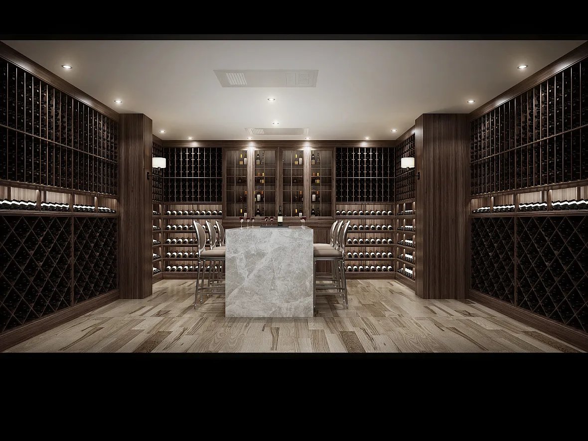 酒窖效果图－鑫鸿比士亚[VINCELLAR]为上海别墅酒窖设...