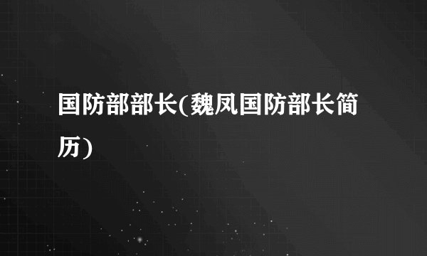 国防部部长(魏凤国防部长简历)