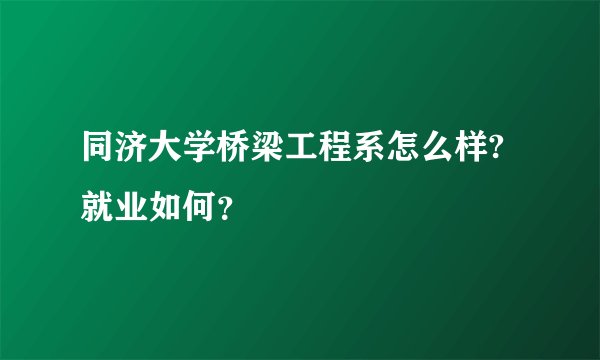 同济大学桥梁工程系怎么样?就业如何？