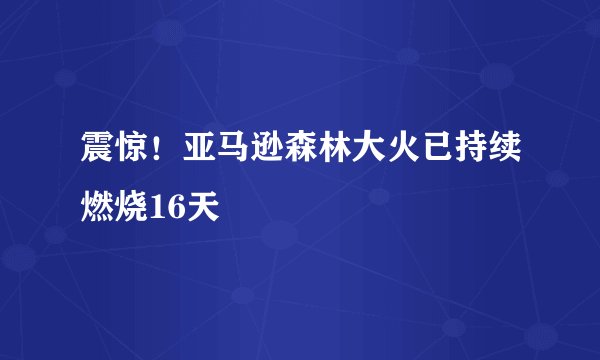 震惊！亚马逊森林大火已持续燃烧16天