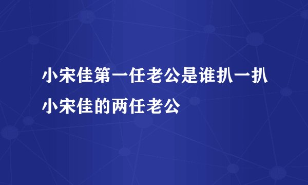 小宋佳第一任老公是谁扒一扒小宋佳的两任老公