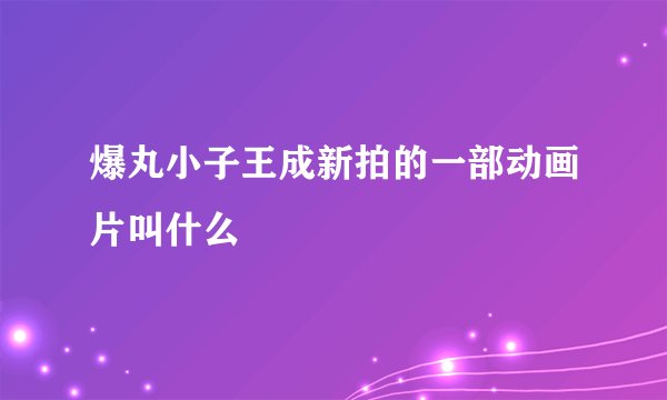 爆丸小子王成新拍的一部动画片叫什么
