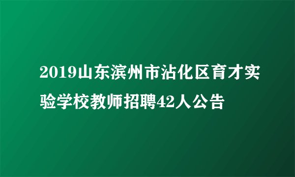 2019山东滨州市沾化区育才实验学校教师招聘42人公告