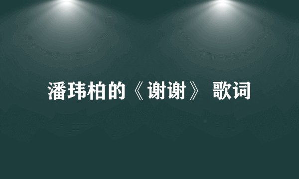 潘玮柏的《谢谢》 歌词