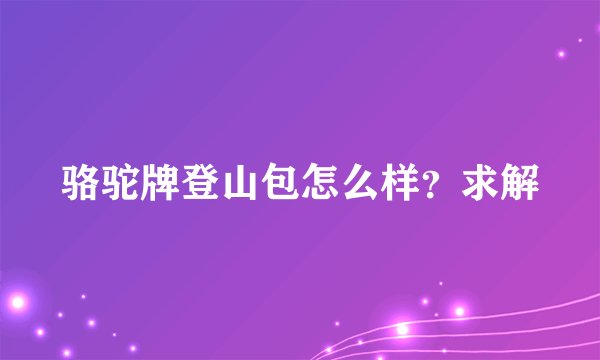 骆驼牌登山包怎么样？求解