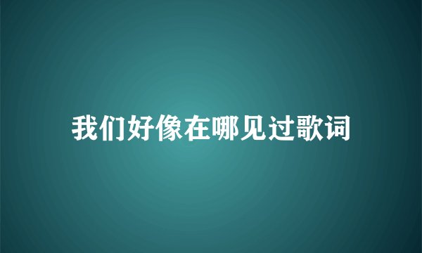 我们好像在哪见过歌词