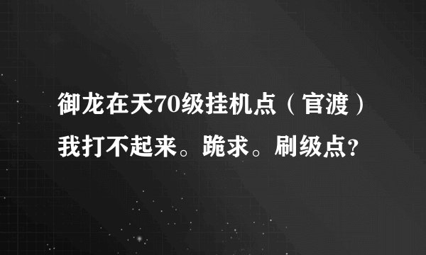 御龙在天70级挂机点(官渡)我打不起来。跪求。刷级点?