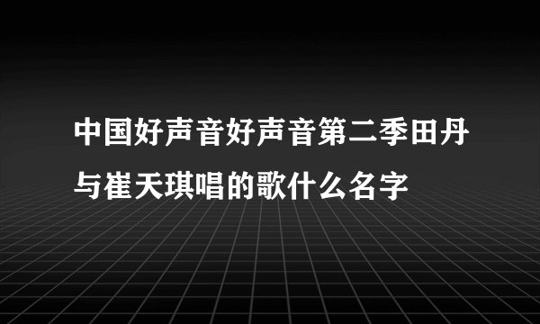 中国好声音好声音第二季田丹与崔天琪唱的歌什么名字