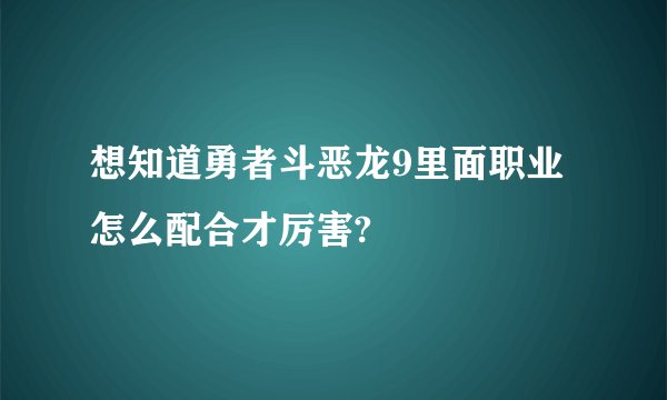 想知道勇者斗恶龙9里面职业怎么配合才厉害?