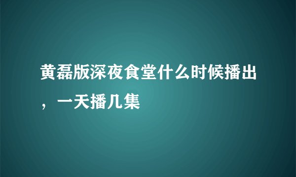 黄磊版深夜食堂什么时候播出，一天播几集
