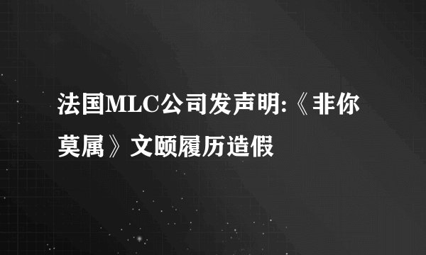 法国MLC公司发声明:《非你莫属》文颐履历造假