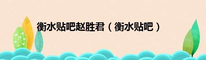 衡水贴吧赵胜君（衡水贴吧）