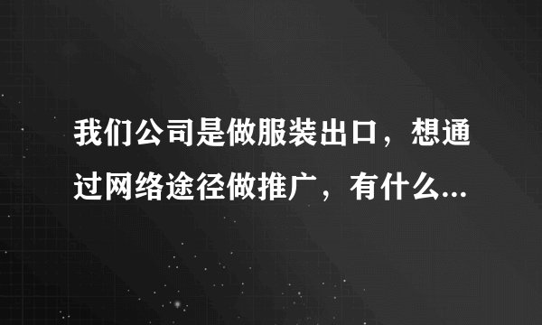 我们公司是做服装出口，想通过网络途径做推广，有什么好的建议吗？