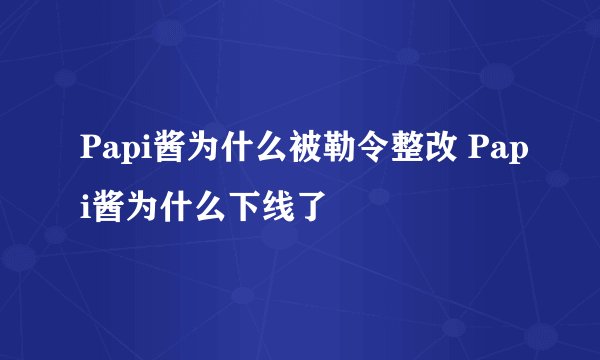 Papi酱为什么被勒令整改 Papi酱为什么下线了