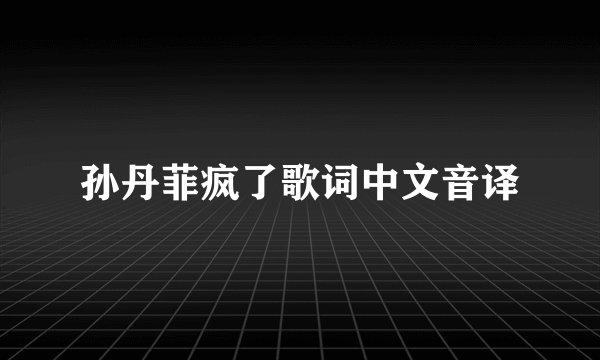 孙丹菲疯了歌词中文音译